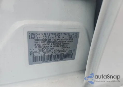 2019 Nissan Sentra S from USA, damaged, VIN 3N1AB7AP1KY428996